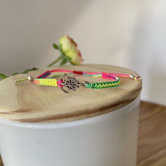 Handmade Multicolor Braided Charm Anchor Bracelet Women Mens New - Picture 4 of 9